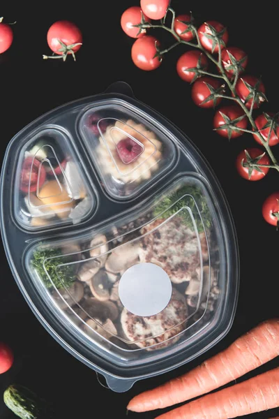 Collection of take away foil boxes with healthy food.n of take away foil boxes with healthy food.Healthy food in box. Fresh box . lifestyle, day meal plan