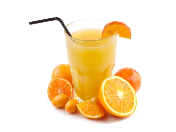 Jugo Los Cítricos Pomelo Naranja Mandarina Limón Lima Vaso Jugo — Foto de Stock