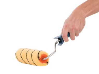 White.Paint silindir üzerinde izole boya silindiri