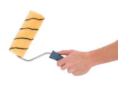 White.Paint silindir üzerinde izole boya silindiri