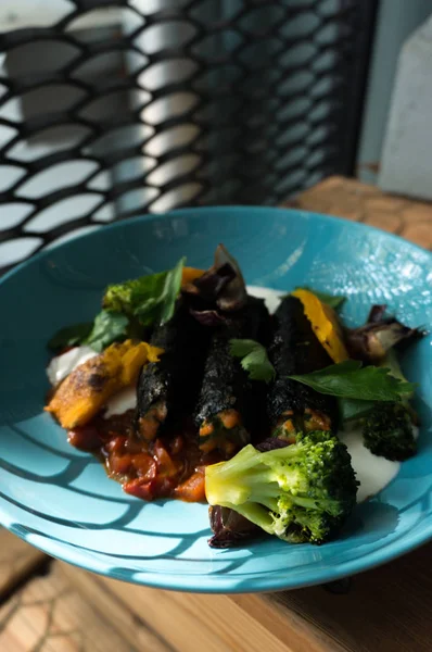 Comida Sabrosa Saludable Una Hermosa Porción Comida Comida Del Restaurante — Foto de Stock