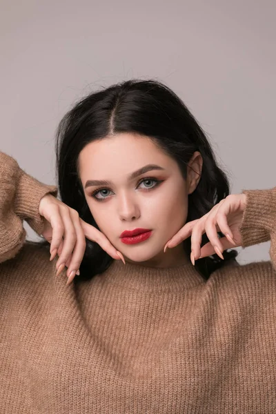 Skönhet Kvinna Face Porträtt Vackra Spa Modell Tjej Med Perfekta — Stockfoto