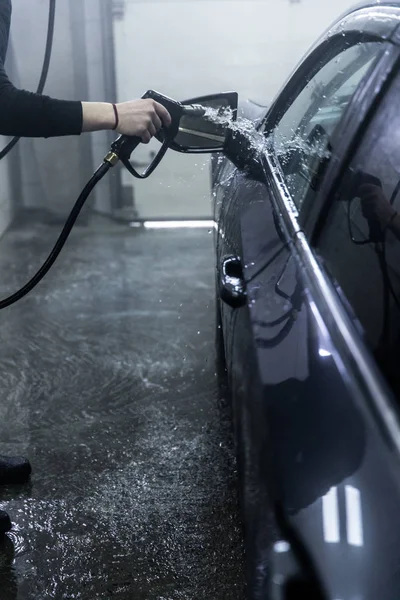 Visão Detalhada Lavagem Carro Água Espuma Lavagem Carro Lavagem Automática — Fotografia de Stock