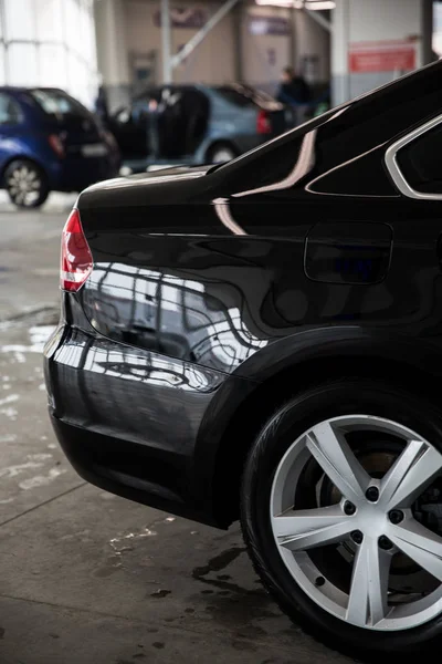 Visão Detalhada Lavagem Carro Água Espuma Lavagem Carro Lavagem Automática — Fotografia de Stock