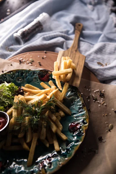 Serving French Fries Golden French Fries Potatoes Ready Eaten — Stock Photo, Image