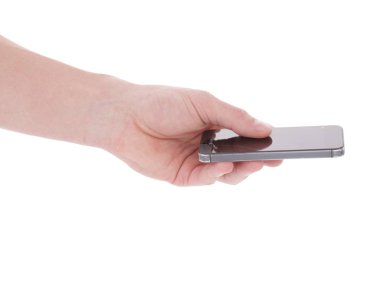 Beyaz arka planda dokunmatik ekranlı akıllı telefon