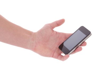 Beyaz arka planda dokunmatik ekranlı akıllı telefon