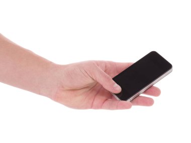 Beyaz arka planda dokunmatik ekranlı akıllı telefon