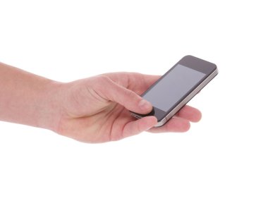 Beyaz arka planda dokunmatik ekranlı akıllı telefon