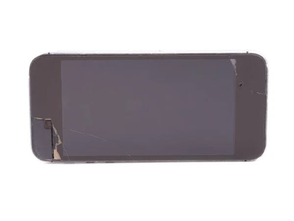 Beyaz arka planda yalıtılmış kırık mobil ekran — Stok fotoğraf