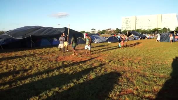 Brasília Brasil Abril 2019 Índios Indígenas Todo Brasil Descem Sobre — Vídeo de Stock