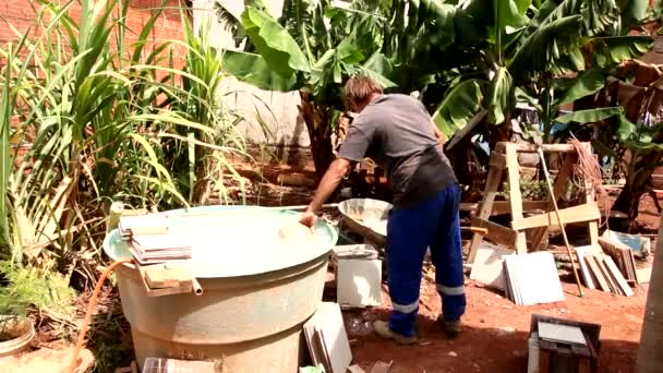 Planaltina Goias Brasil Octubre 2019 Trabajador Voluntario Limpiando Después Trabajar — Vídeo de stock