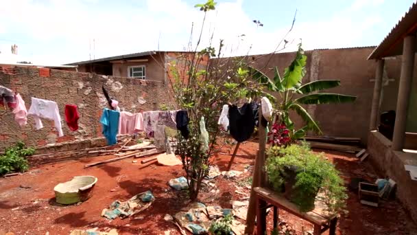 Clothes Hanging Line Dry Impoverished Community Planaltina — Stock video