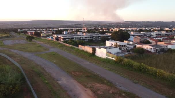 Brasilia Brazilië Mei 2020 Luchtfoto Van Een Brand Aan Noordkant — Stockvideo