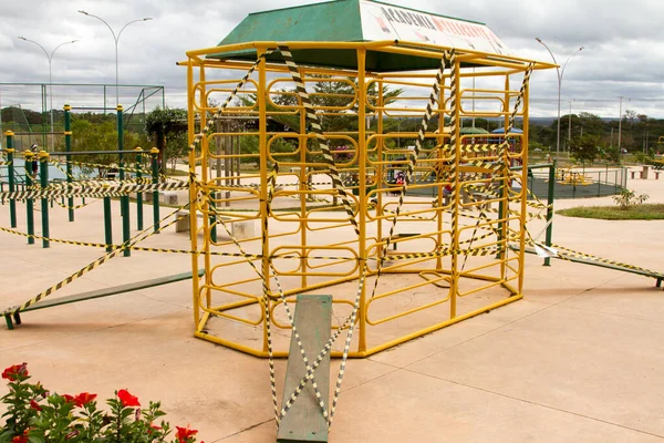 Brasília Brasil Junho 2020 Parque Fitness Público Foi Selado Pelo — Fotografia de Stock