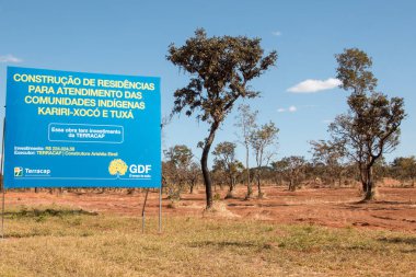 Brasilia, Brezilya 5 Ağustos 2020: Kuzeybatı Brasilia 'da yeni bir yola yer açmak için yerli halkın yaşadığı topraklar temizleniyor  