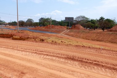 Brasilia, Brazil, September 19 2025 New Highway Construction of an overpass and interchange in Northwest Brasilia