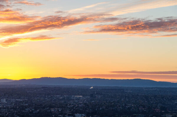 Sunrise over the Dandenong Ranges on the eastern outskirts of Melbourne, Australia