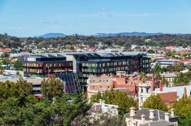 Bendigo, Avustralya - 29 Mart 2015: Merkez Bendigo Bendigo banka merkezinde hava görünümünü. Bendigo ve Adelaide banka olduğunu ulusal bir bölgesel banka.