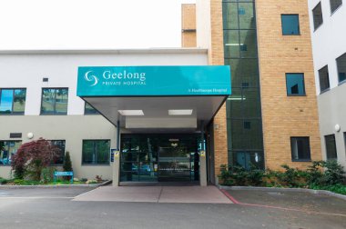 Geelong, Avustralya - 14 Ekim 2018: onun operatör Healthscope tarafından Haziran 2018 yılında Geelong özel hastane kapalı. 400 işleri kaybedildi.