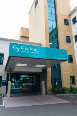 Geelong, Avustralya - 14 Ekim 2018: onun operatör Healthscope tarafından Haziran 2018 yılında Geelong özel hastane kapalı. 400 işleri kaybedildi.