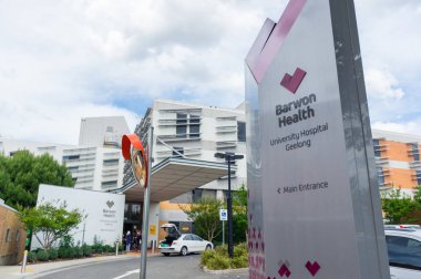Geelong, Avustralya - 14 Ekim 2018: Üniversitesi Hastanesi Geelong Barwon sağlık parçasıdır. 1852 yılında kurulan bir genel hastane.