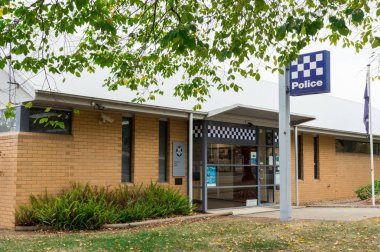 Beechworth, Australia - May 2, 2018: Victoria Police station in Beechworth, in Indigo Shire in north eastern Victoria. clipart