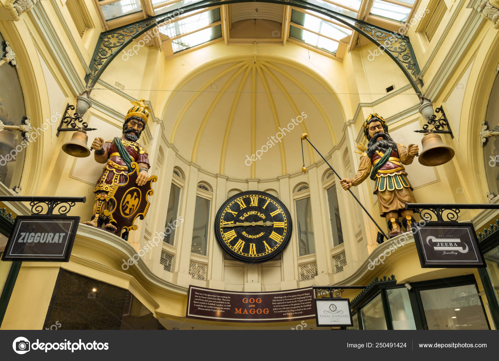 Gog and Magog in the Royal Arcade in Melbourne, Australia Stock Editorial Photo