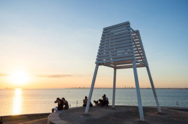 Melbourne Elwood ön kıyısında Point Ormond yer işareti.