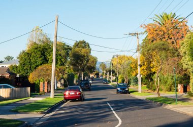 Melbourne banliyösünde Mitcham Rotherwood Avenue konut sokak.