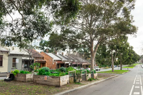 Giardino comunitario nel centro striscia mediana di Courtney Street, North Melbourne . — Foto Stock