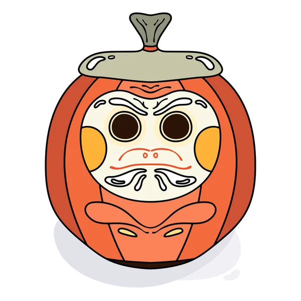 Calabaza Halloween Estilo Japonés Daruma Muñeca Calabaza Diseño Conceptual Halloween — Archivo Imágenes Vectoriales