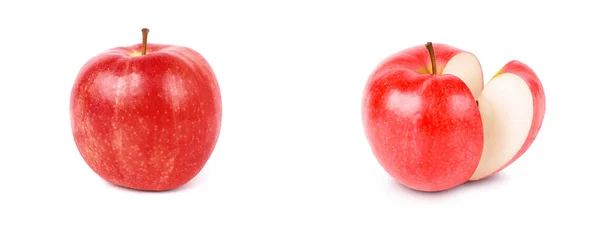 Deux Pommes Rouges Isolé Sur Fond Blanc — Photo