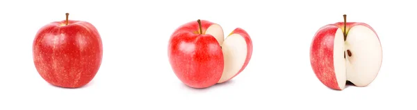 Dwa Czerwone Jabłka Izolacja Białym Tle — Zdjęcie stockowe