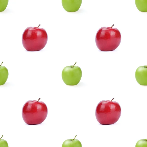 Wzór Jabłek Białym Tle — Zdjęcie stockowe