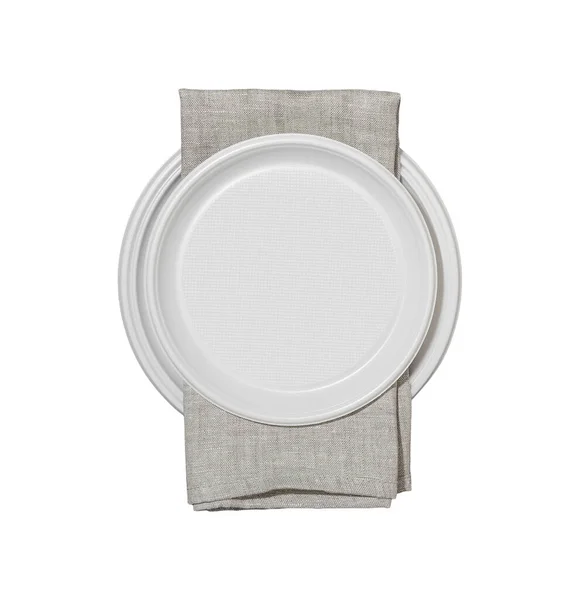 Plastic Plates Serviette Isolated White Background — Stock Photo, Image