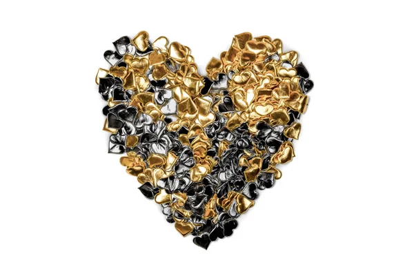 Coração Pequenos Corações Ouro Prata Símbolo Amor Dia Dos Namorados — Fotografia de Stock