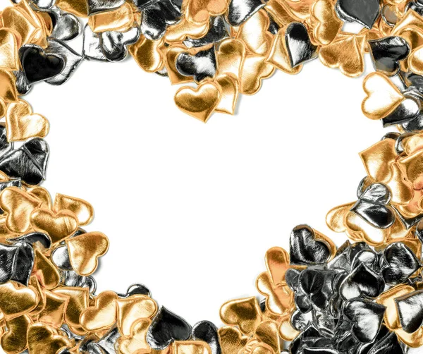 Gouden Zilveren Harten Liefde Valentijnsdag Concept Foto — Stockfoto