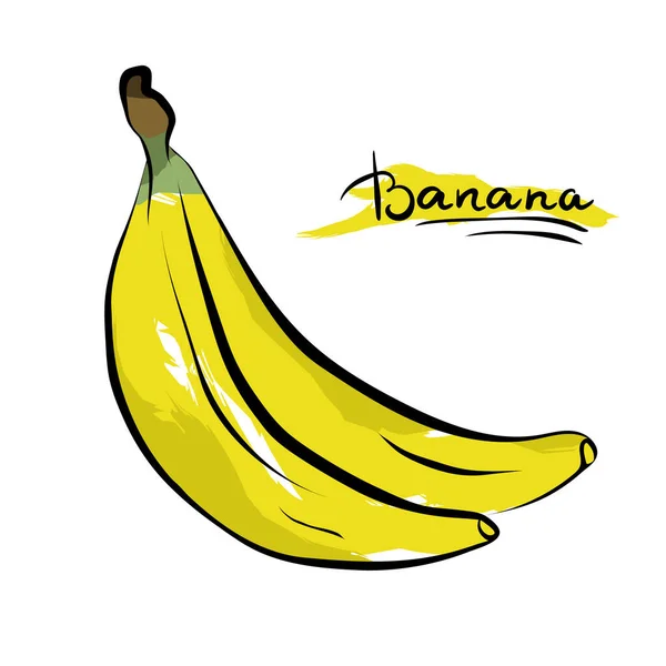 Fruta Fresca Banana Sobre Fundo Branco Ilustração Vetorial — Vetor de Stock