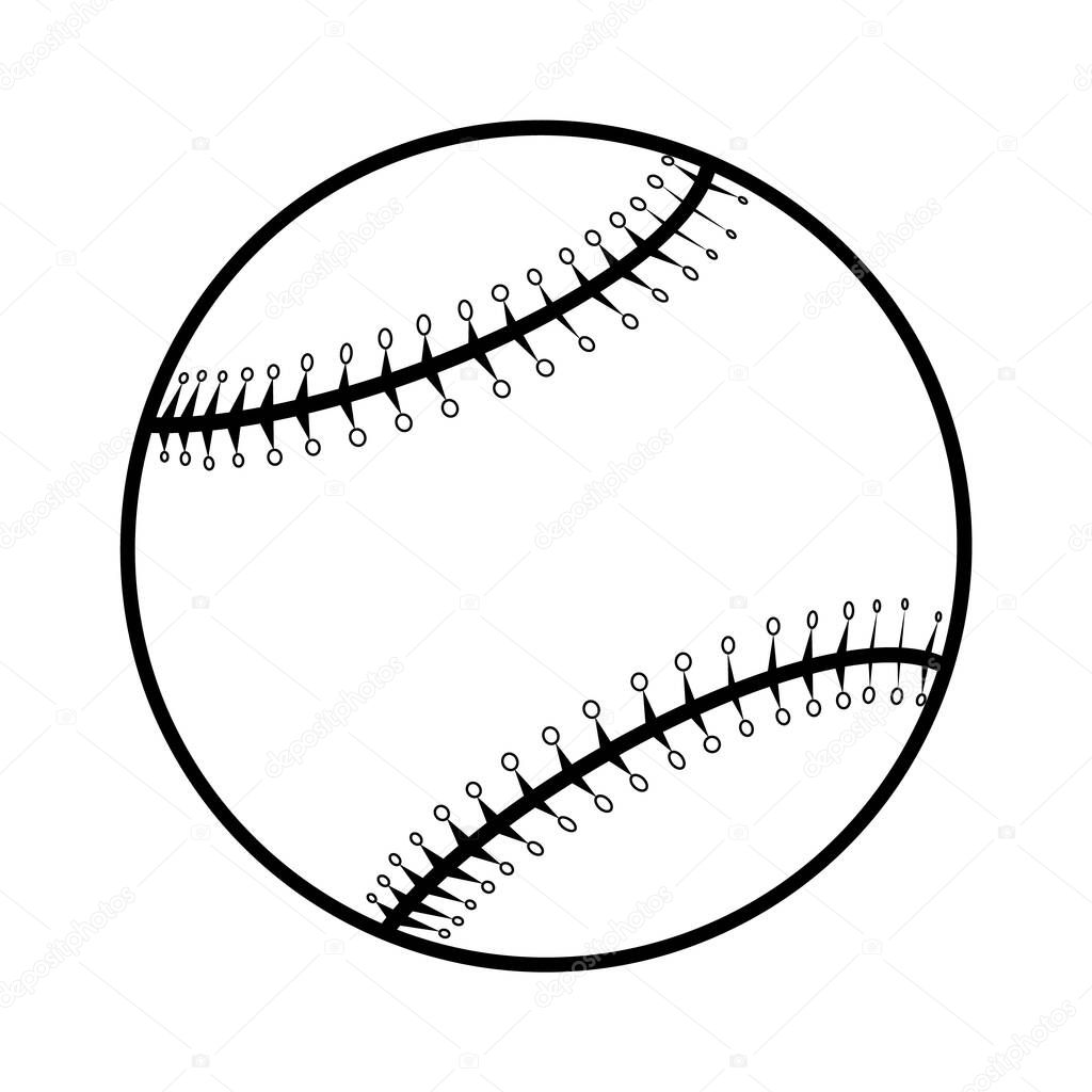 Baseball ball. Black and white icon. Vector illustration.