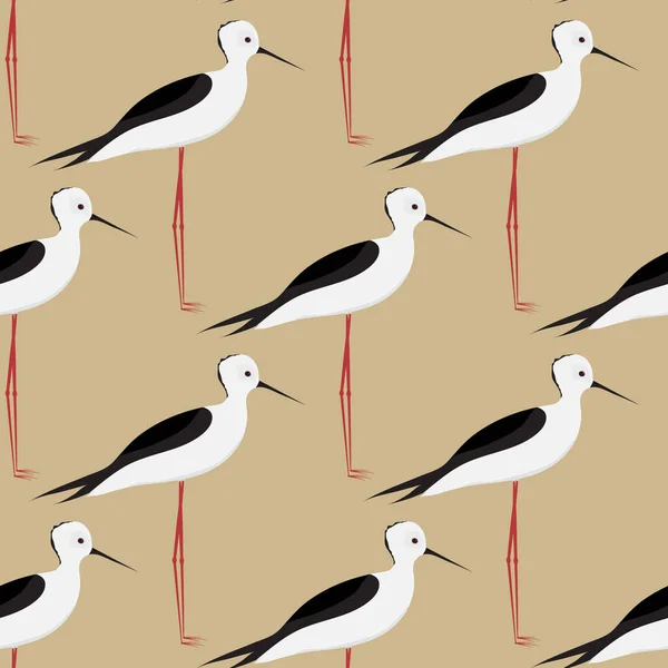 Bird Little Heron Seamless Background Vector Illustration — Stock Vector