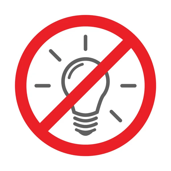Stromausfall Und Kein Stromsymbol Mit Flachem Lampensymbol Und Nicht Genehmigtem — Stockvektor