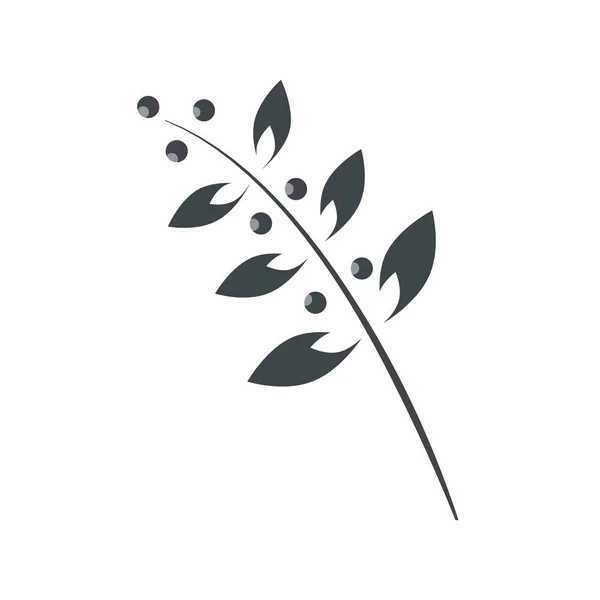 Floral Black White Branch Icono Plano Ilustración Vectorial — Vector de stock