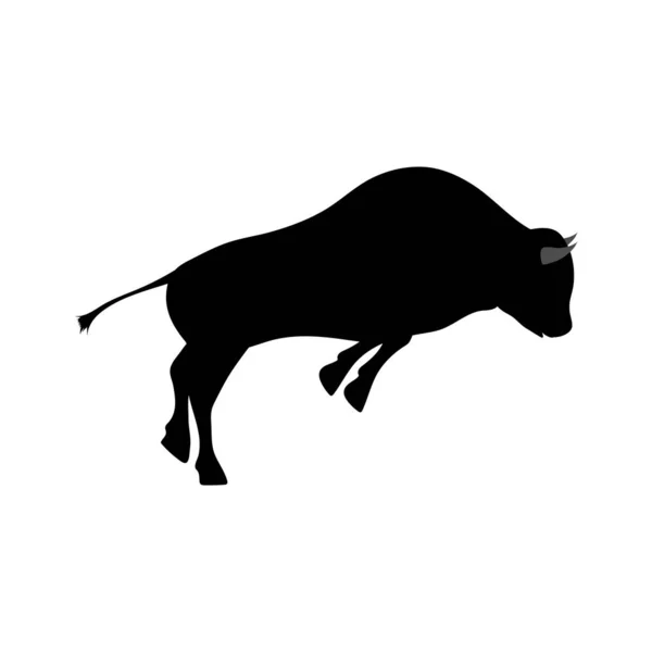 Bull Zwart Silhouet Geïsoleerd Witte Achtergrond Vector Illustratie — Stockvector