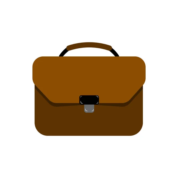 Kahverengi Evrak Çantası Renkli Düz Simge. Ayrı bir nesne. Vektör İllüstrasyonu.
