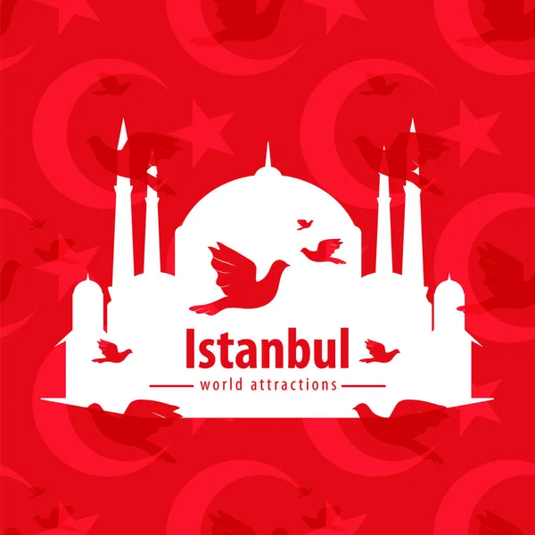 Symbol Turcji Stambułu Baner Szablon Plakatu Płaska Konstrukcja Ilustracja Wektora — Wektor stockowy