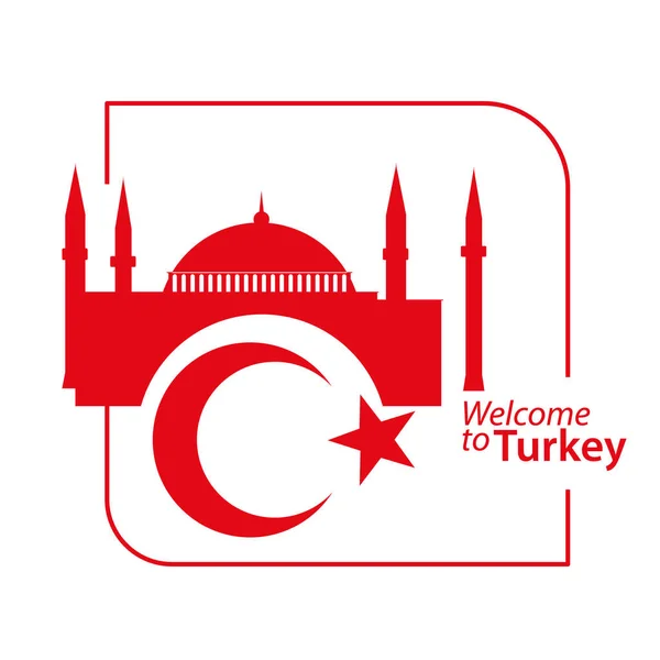 Tradycyjne Symbole Turcji Czerwony Półksiężyc Gwiazda Muzeum Hagia Sophia Lub — Wektor stockowy