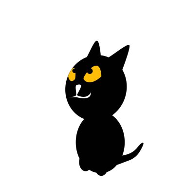 Kara kedi silueti. Cadılar Bayramı sembollerinden biri. Vektör illüstrasyonu.