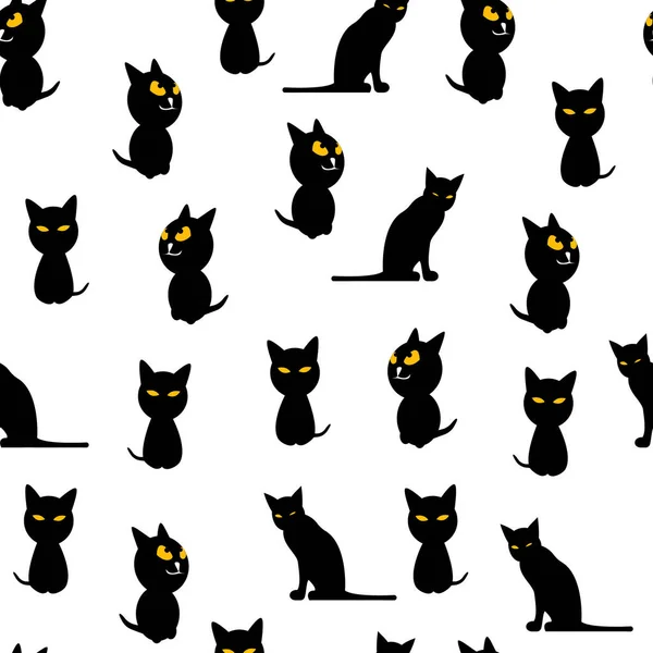 Cat Silhouette Seamless Pattern Background Vector Illustration — Stock Vector