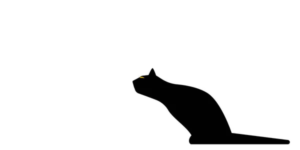 Schwarze Katzensilhouette Eines Der Symbole Für Halloween Vektorillustration — Stockvektor